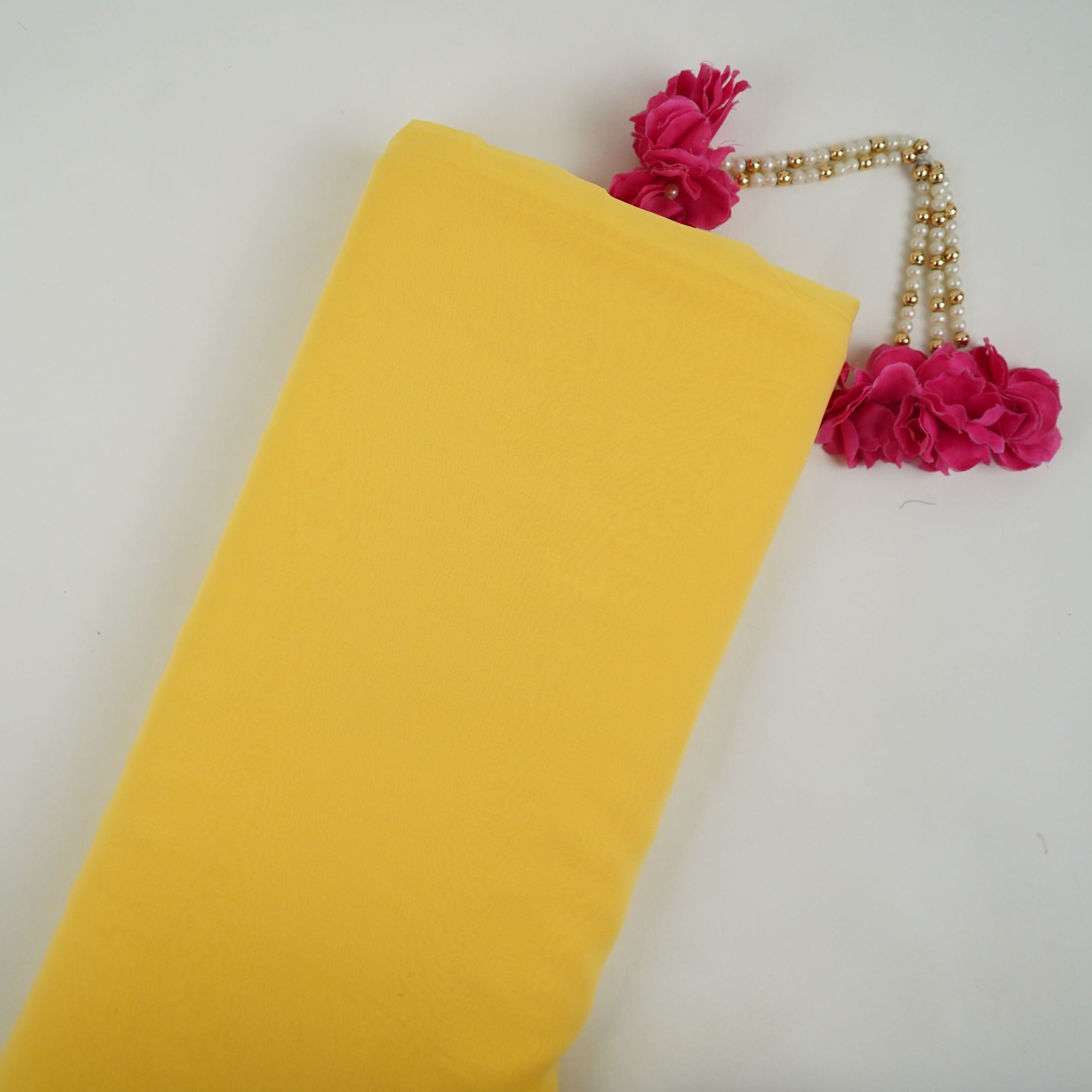 Yellow Solid 60gm Georgette Fabric SSMG-01 - TradeUNO