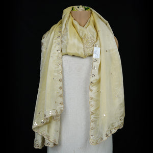 Golden mirror thread embroidery Tissue Dupatta SU-31040 - TradeUNO