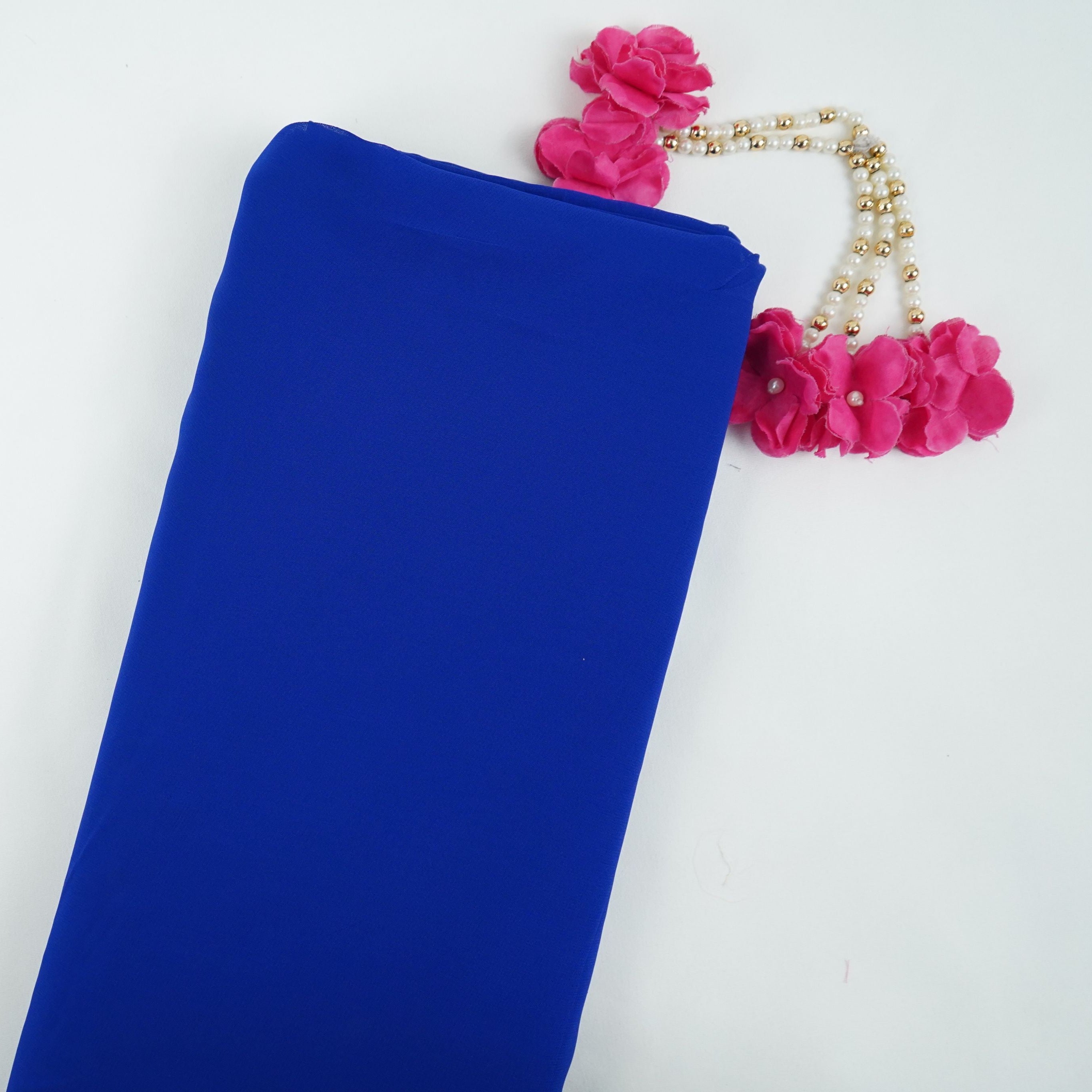 Royal Blue Solid 60gm Georgette Fabric SSMG-18 - TradeUNO