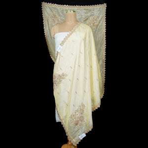 Golden thread cutdana embroidery Chanderi Dupatta SU-31044 - TradeUNO