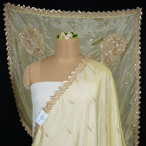 Golden thread cutdana embroidery Chanderi Dupatta SU-31044 - TradeUNO