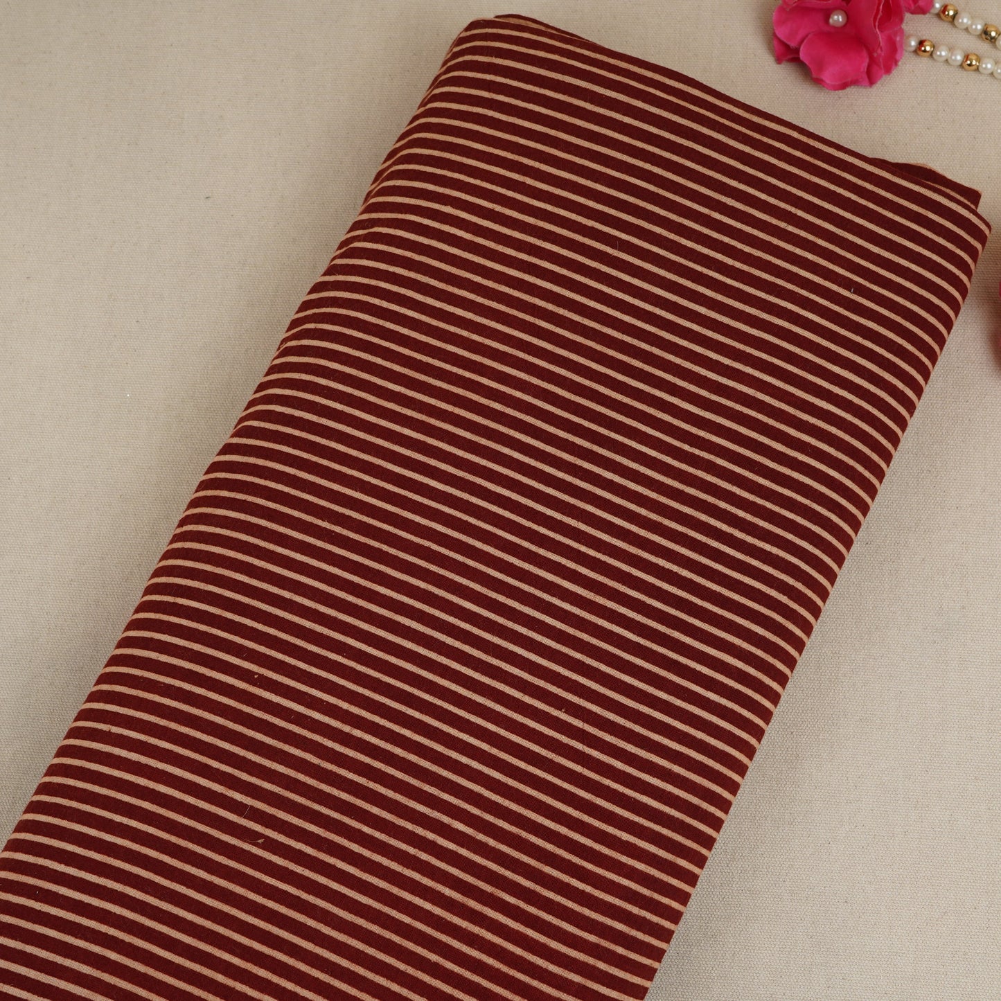 Red Stripes Print Cotton Fabric CH-29791
