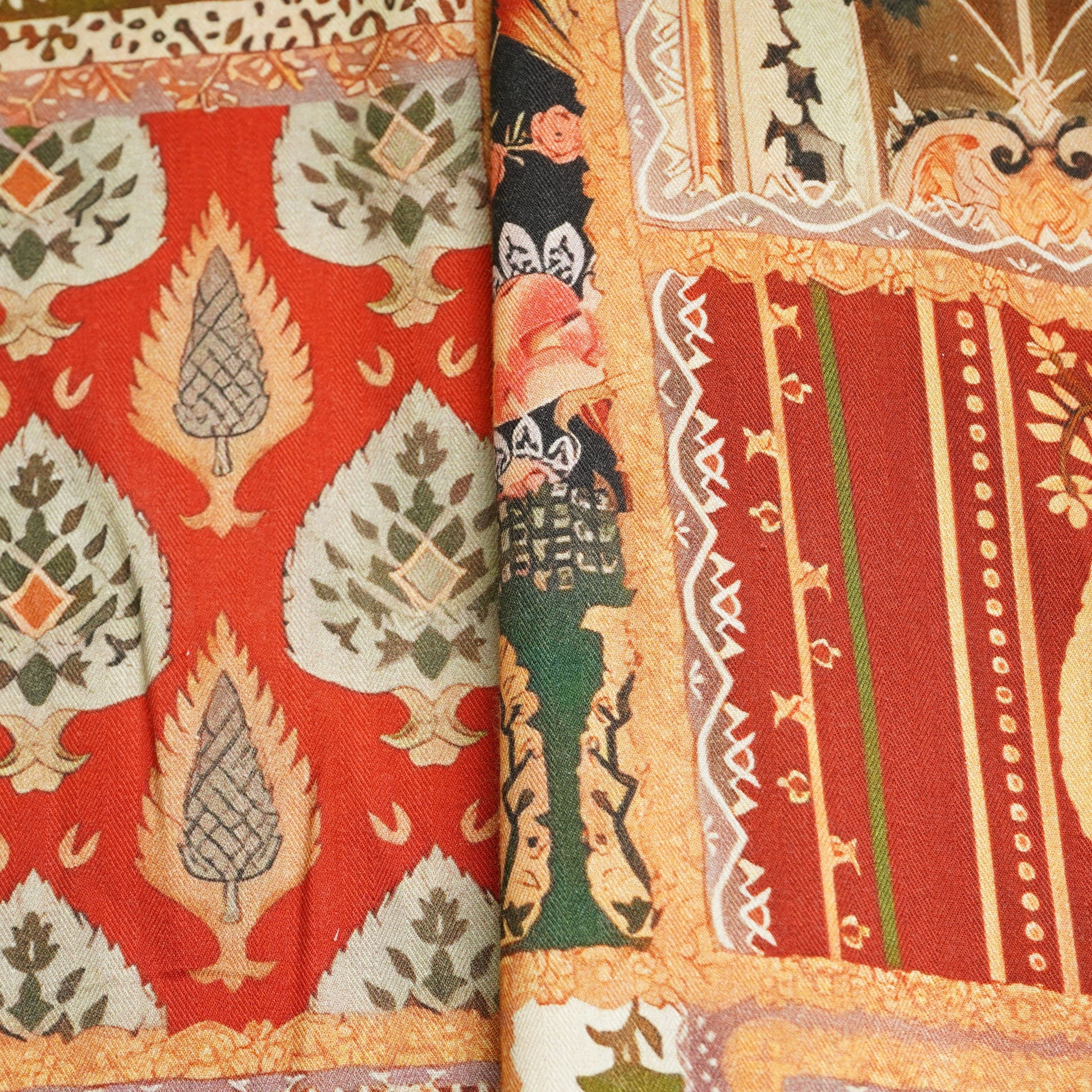Multicolor Traditional Print Pashmina Fabric 20970