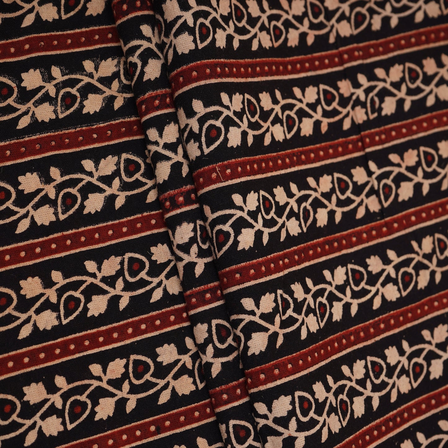 Black with Wine Ajrakh Print Cotton Fabric CH-29784
