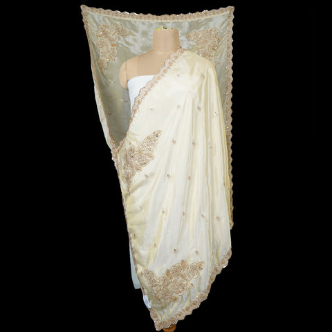 Golden thread cutdana embroidery Chanderi Dupatta SU-31048