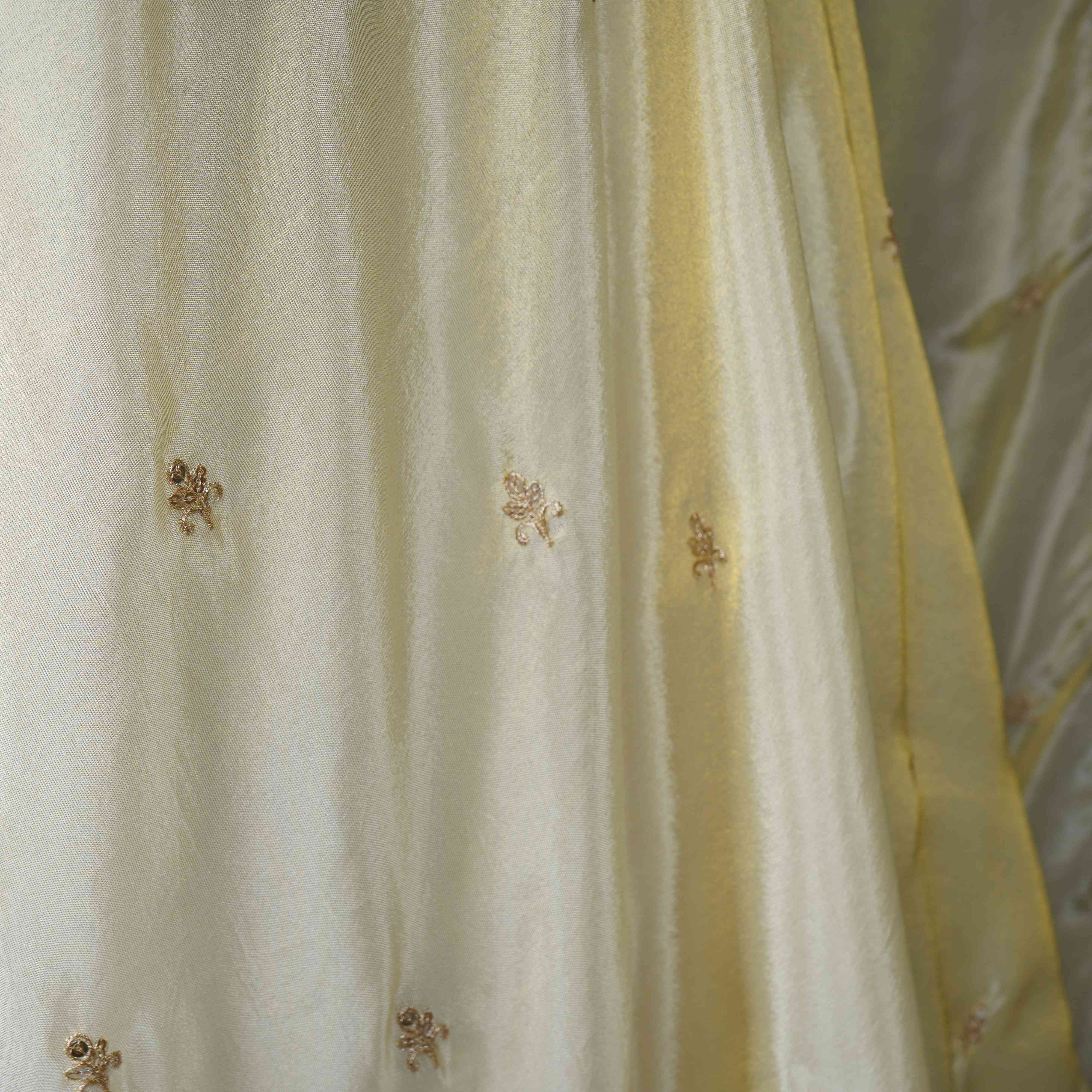 Golden thread cutdana embroidery Chanderi Dupatta SU-31048 - TradeUNO