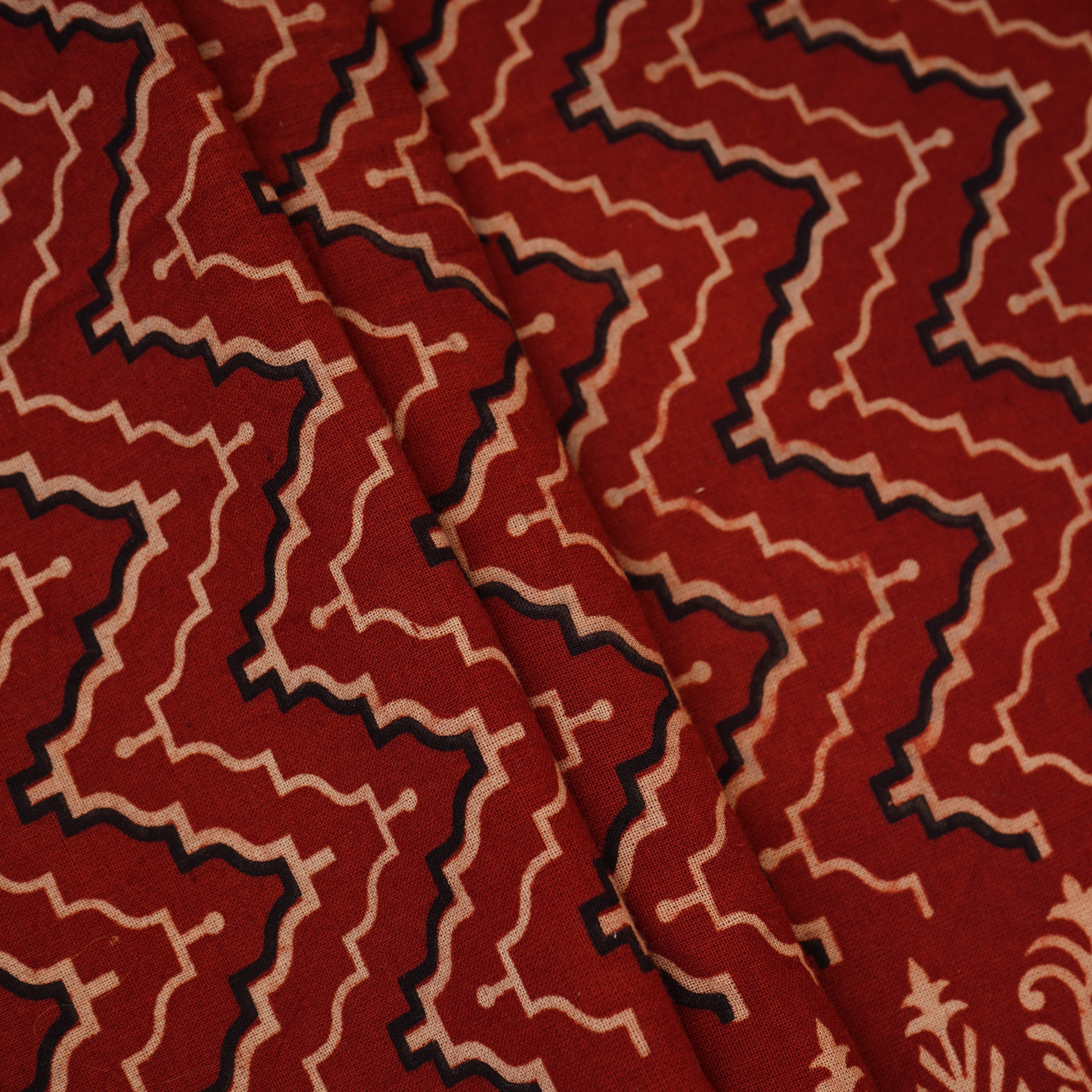 Red Ajrakh Print Cotton Fabric CH-29781 - TradeUNO
