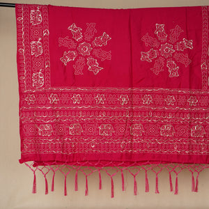 Magenta Buta Work with sequin embroidery Cotton Silk Dupatta