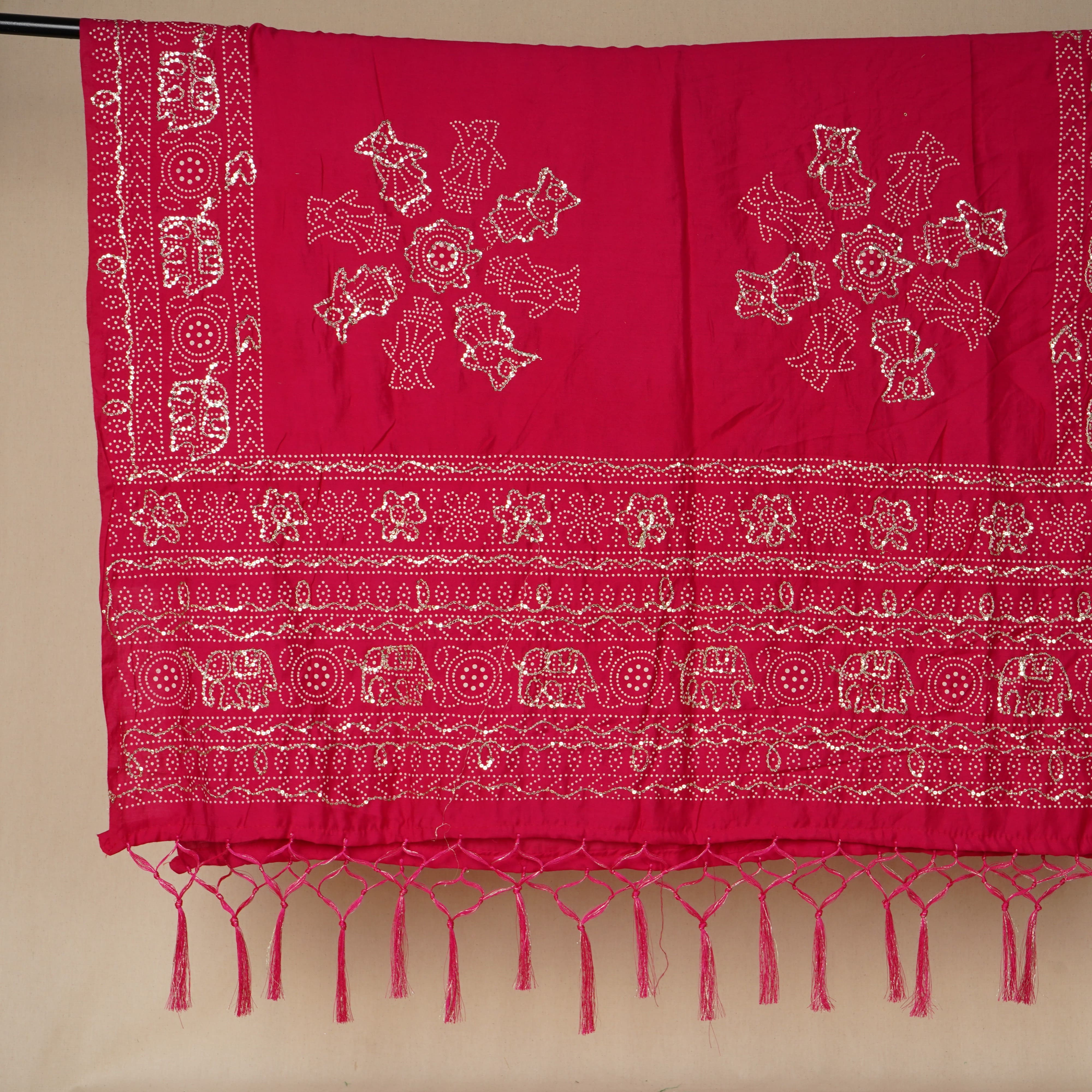 Magenta Buta Work with sequin embroidery Cotton Silk Dupatta