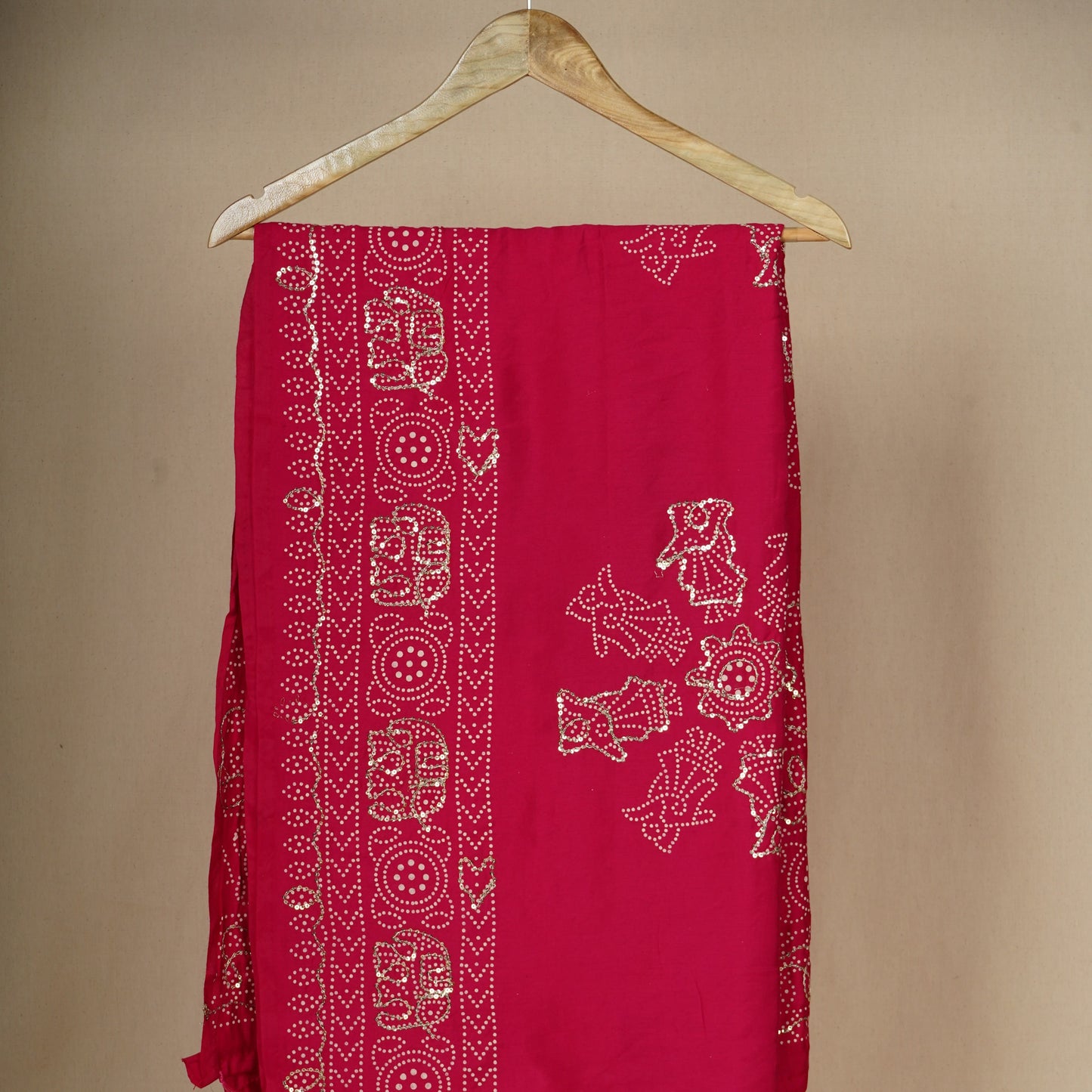 Magenta Buta Work with sequin embroidery Cotton Silk Dupatta