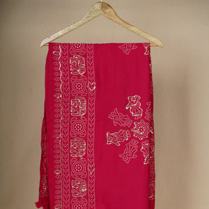 Magenta Buta Work with sequin embroidery Cotton Silk Dupatta