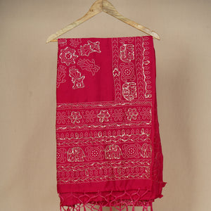 Magenta Buta Work with sequin embroidery Cotton Silk Dupatta