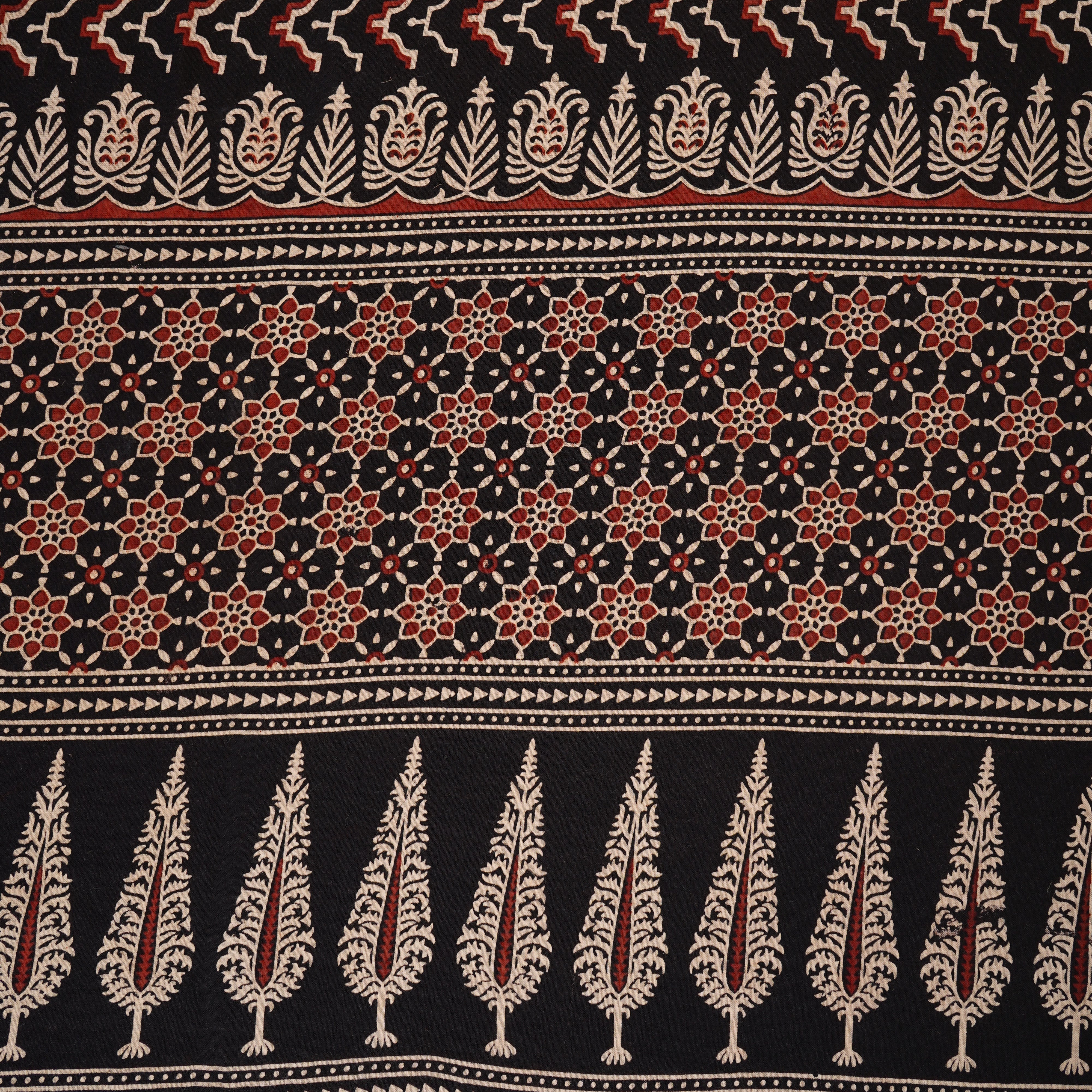 Black Ajrakh Print Cotton Fabric CH-29780 - TradeUNO