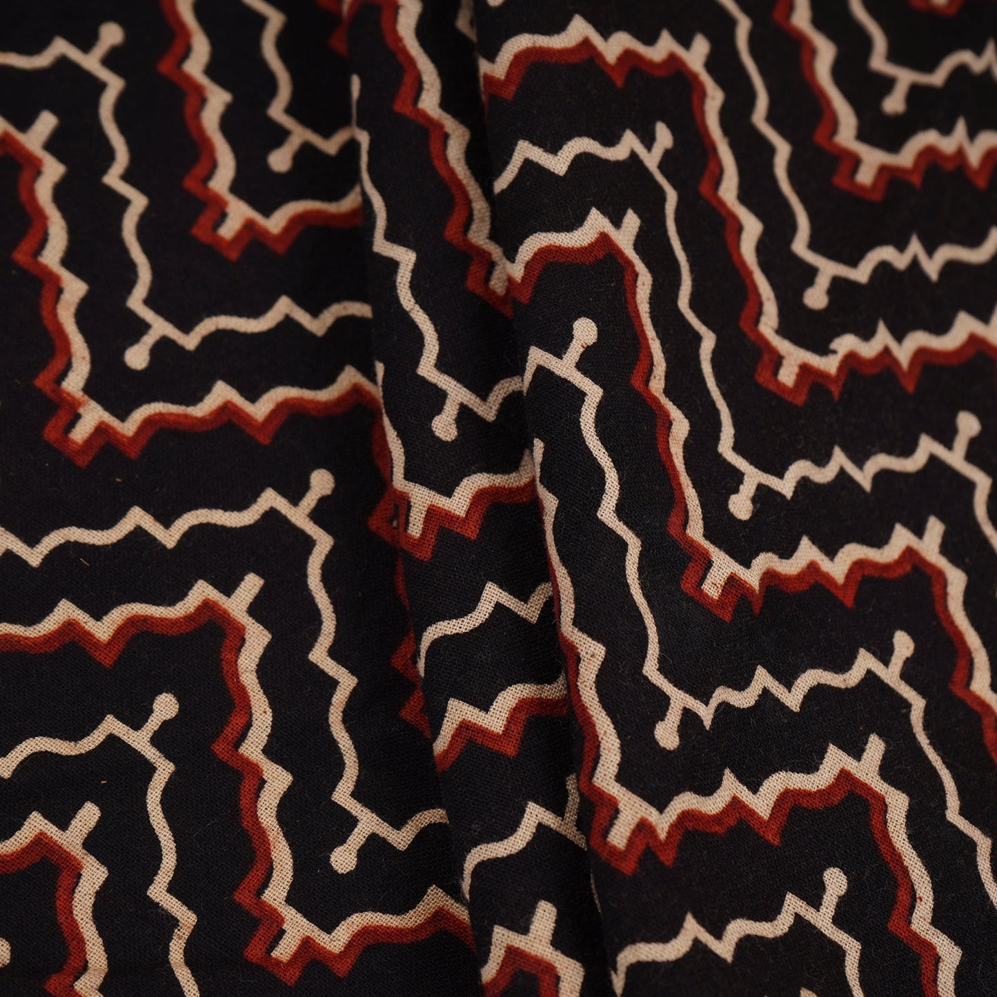 Black Ajrakh Print Cotton Fabric CH-29780