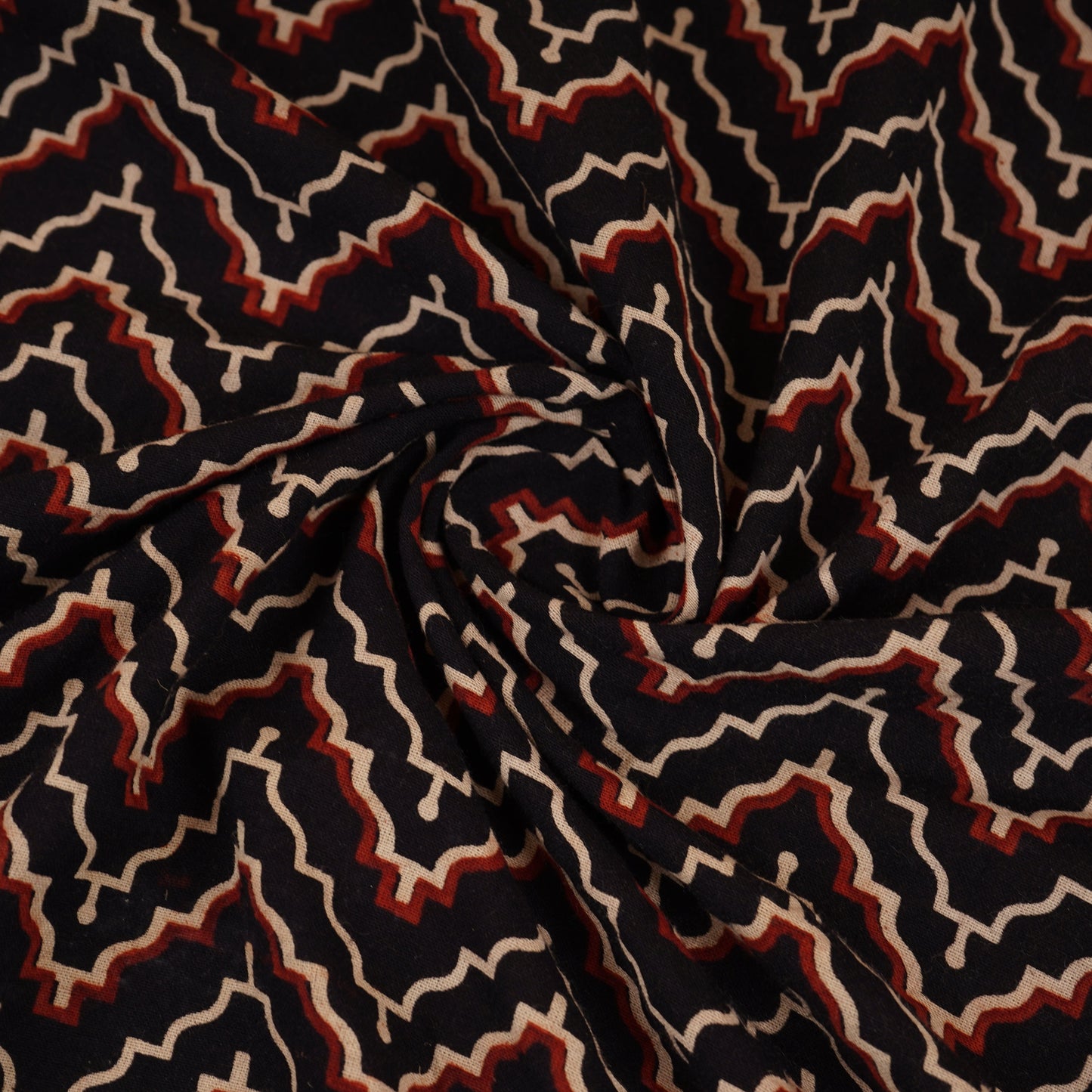 Black Ajrakh Print Cotton Fabric CH-29780