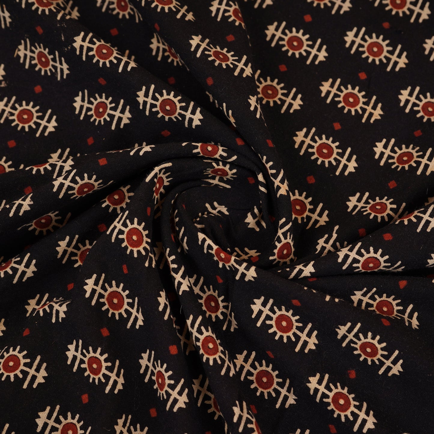 Black Ajrakh Print Cotton Fabric CH-29786