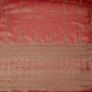 Rust Red Pearl Cutdana embroidery Kanjivaram Silk Fabric TFS-31784