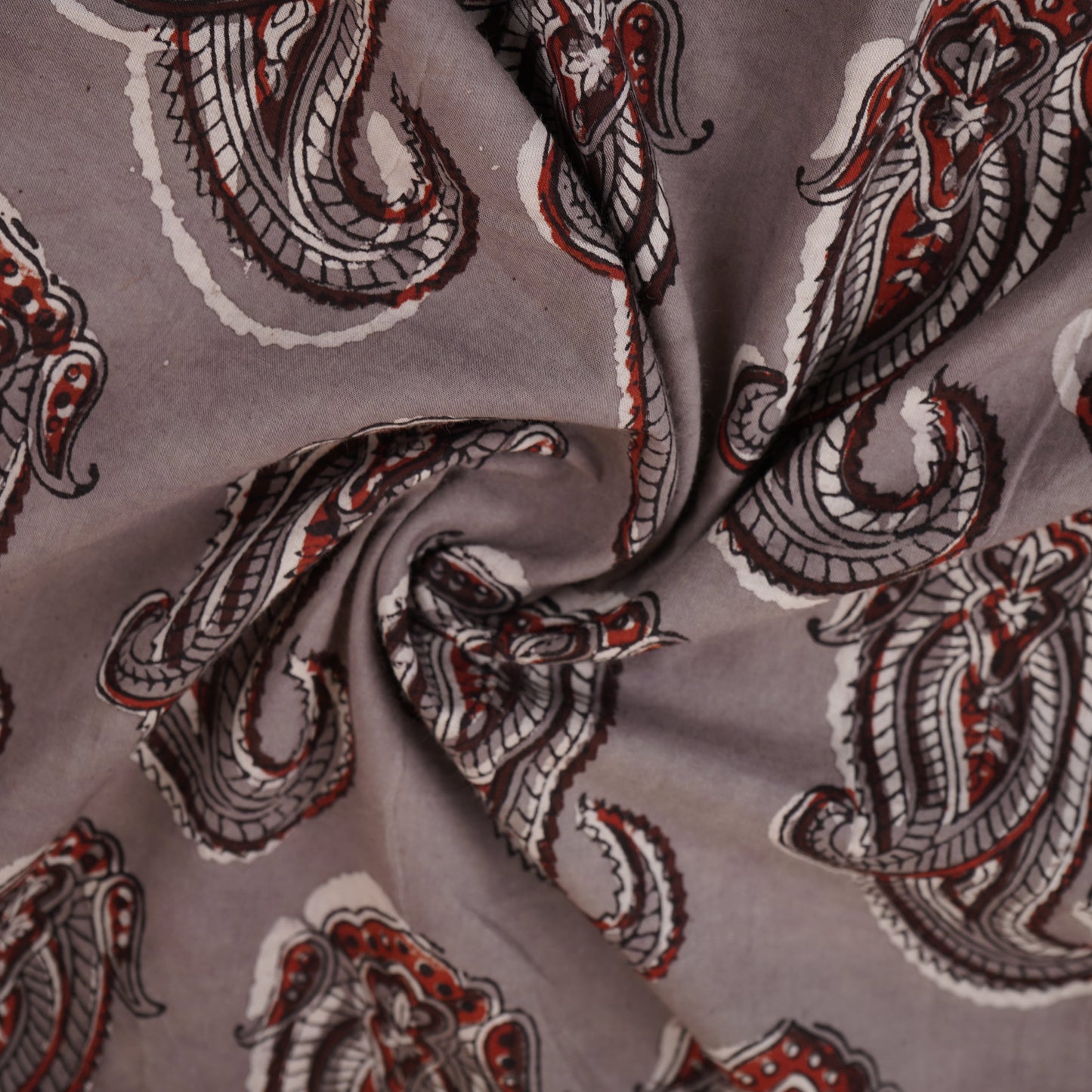 Light Grey Paisley Print Cotton Fabric CH-29764