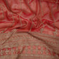 Rust Red Pearl Cutdana embroidery Kanjivaram Silk Fabric TFS-31784