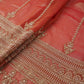 Rust Red Pearl Cutdana embroidery Kanjivaram Silk Fabric TFS-31784