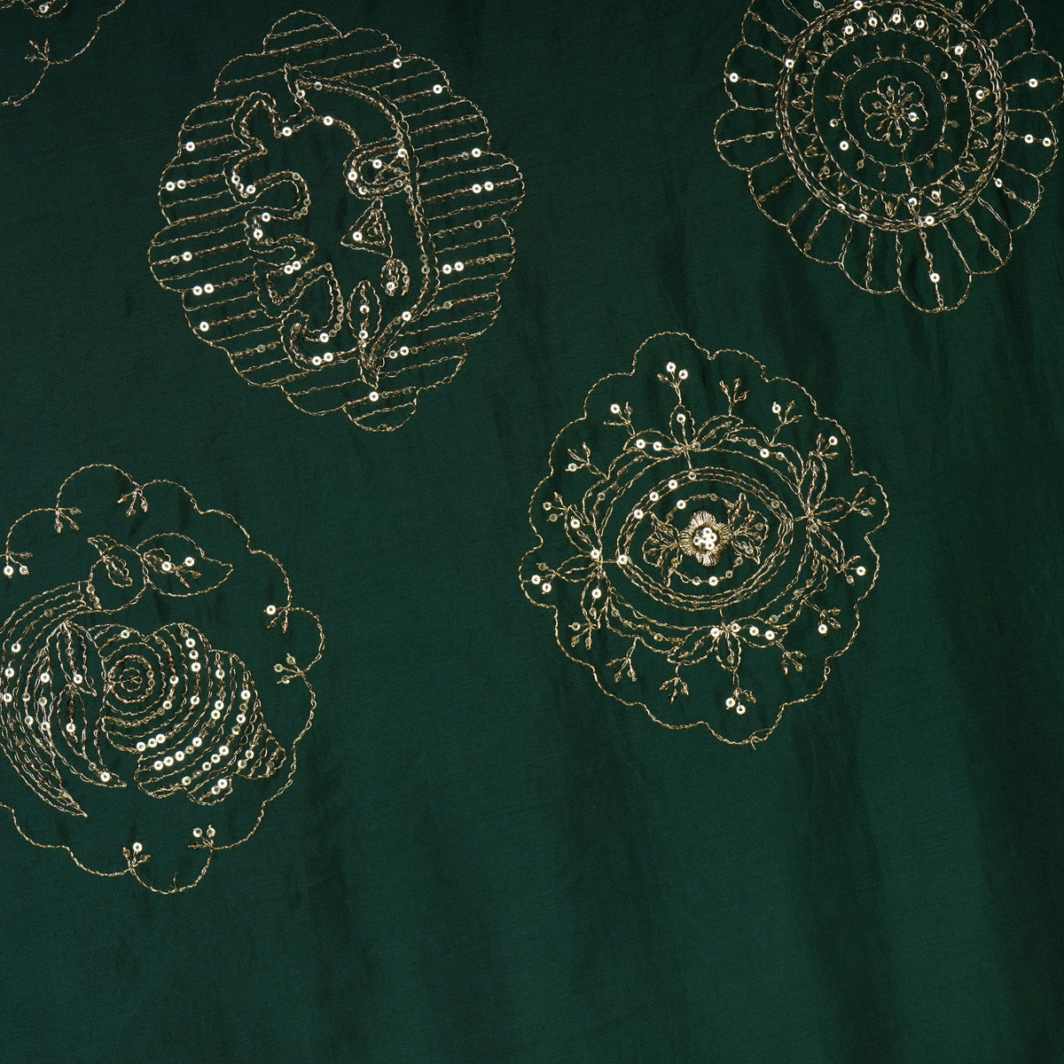 Green Buta Work with sequin embroidery Cotton Silk Dupatta