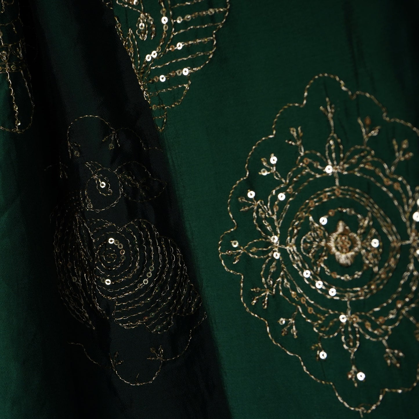 Green Buta Work with sequin embroidery Cotton Silk Dupatta