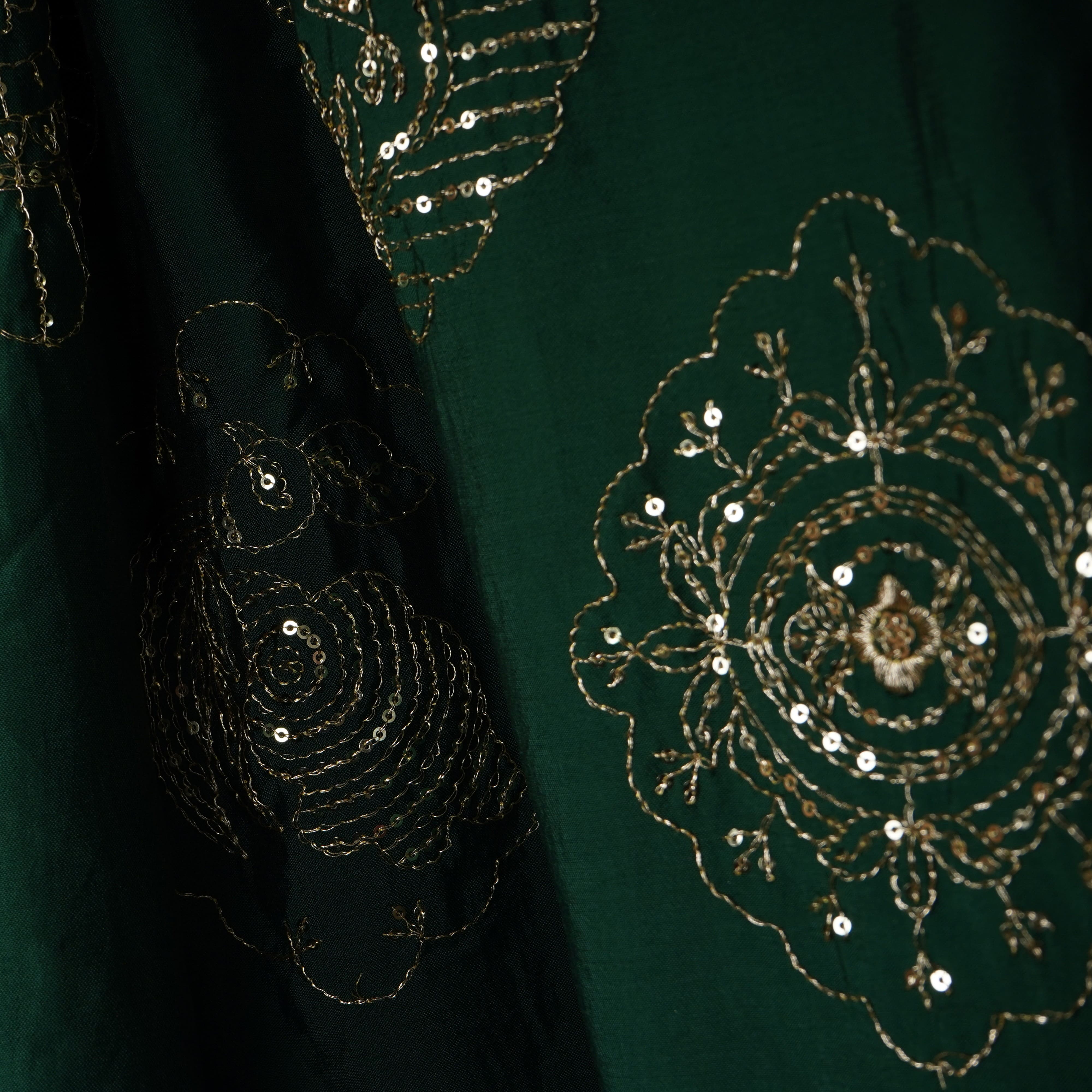 Green Buta Work with sequin embroidery Cotton Silk Dupatta