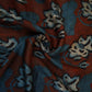 Brown with Blue Batik Print Modal Satin Fabric CH-29800