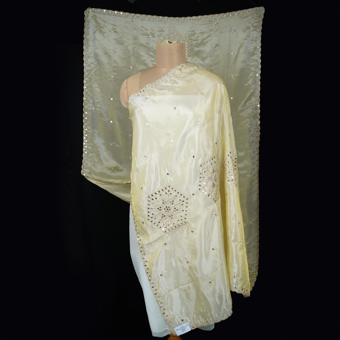 Golden mirror thread embroidery Tissue Dupatta SU-31043