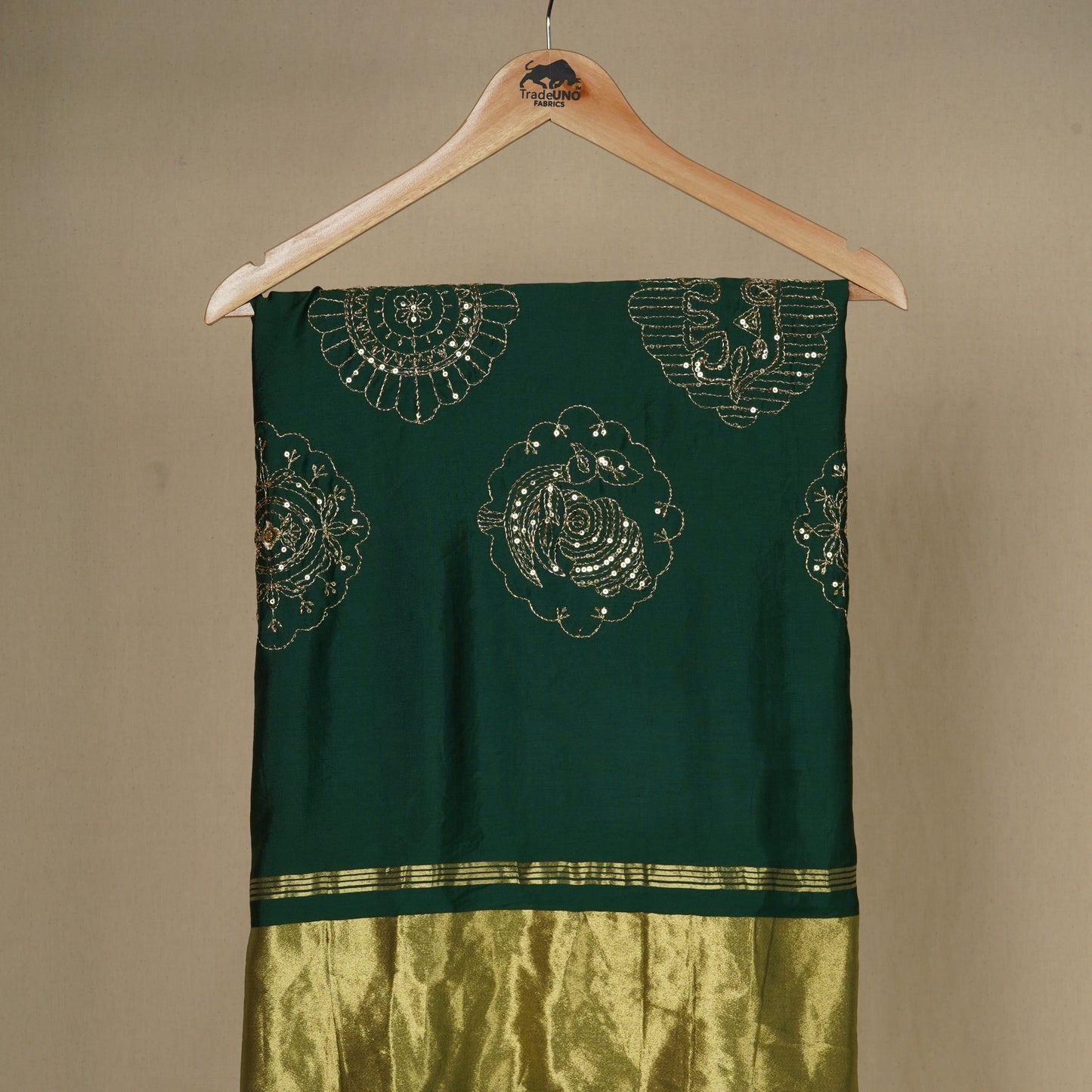 Green Buta Work with sequin embroidery Cotton Silk Dupatta