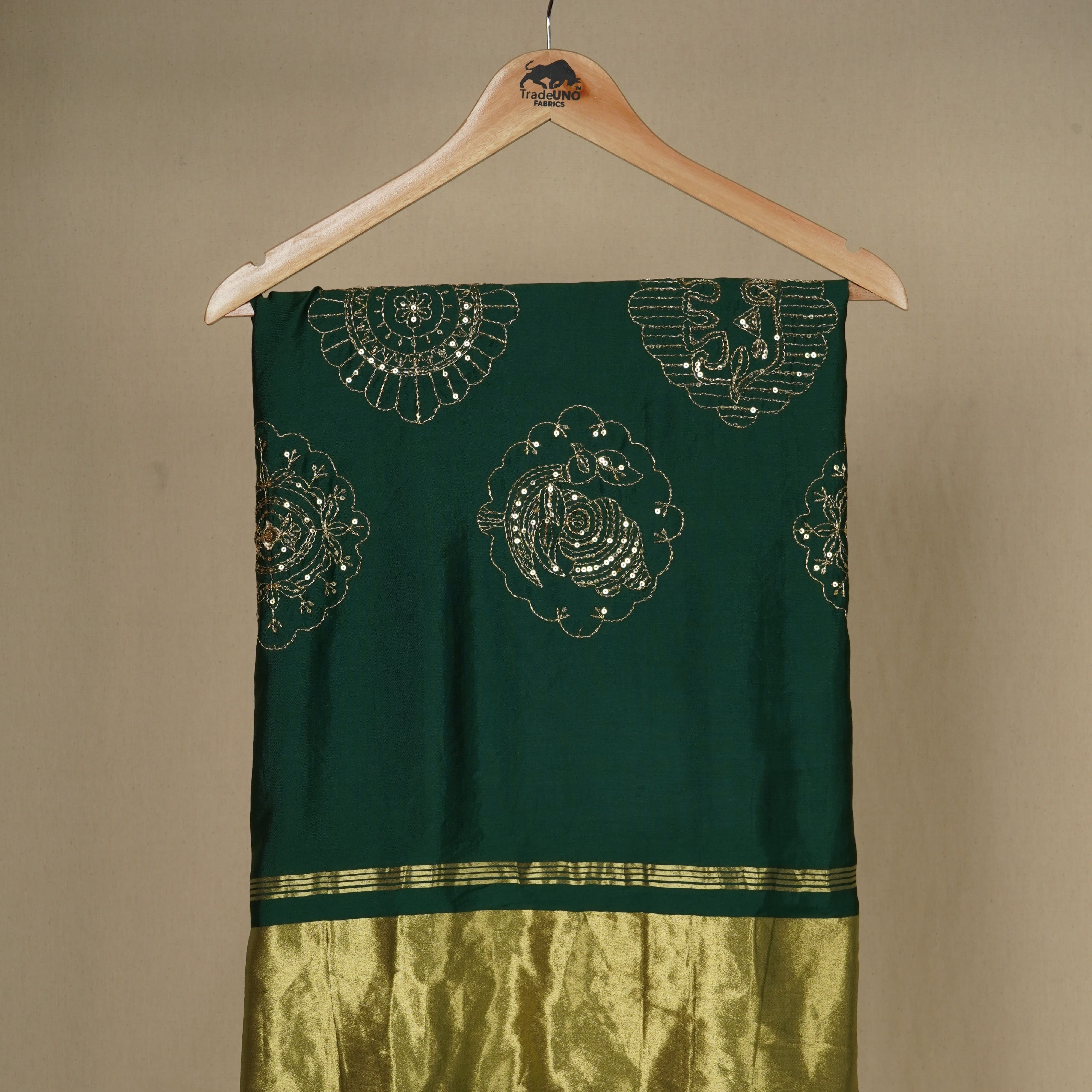 Green Buta Work with sequin embroidery Cotton Silk Dupatta
