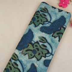 Blue with Green Batik Print Modal Satin Fabric CH-29798