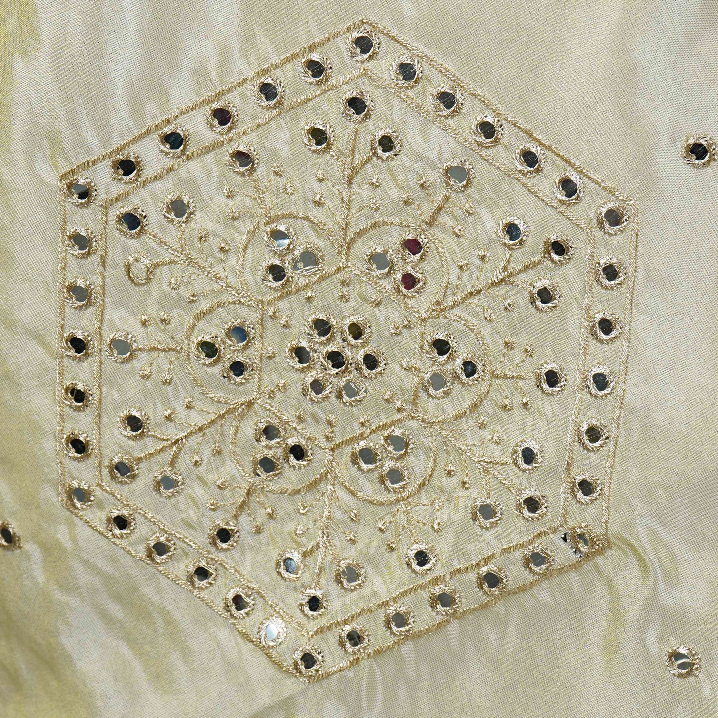 Golden mirror thread embroidery Tissue Dupatta SU-31043