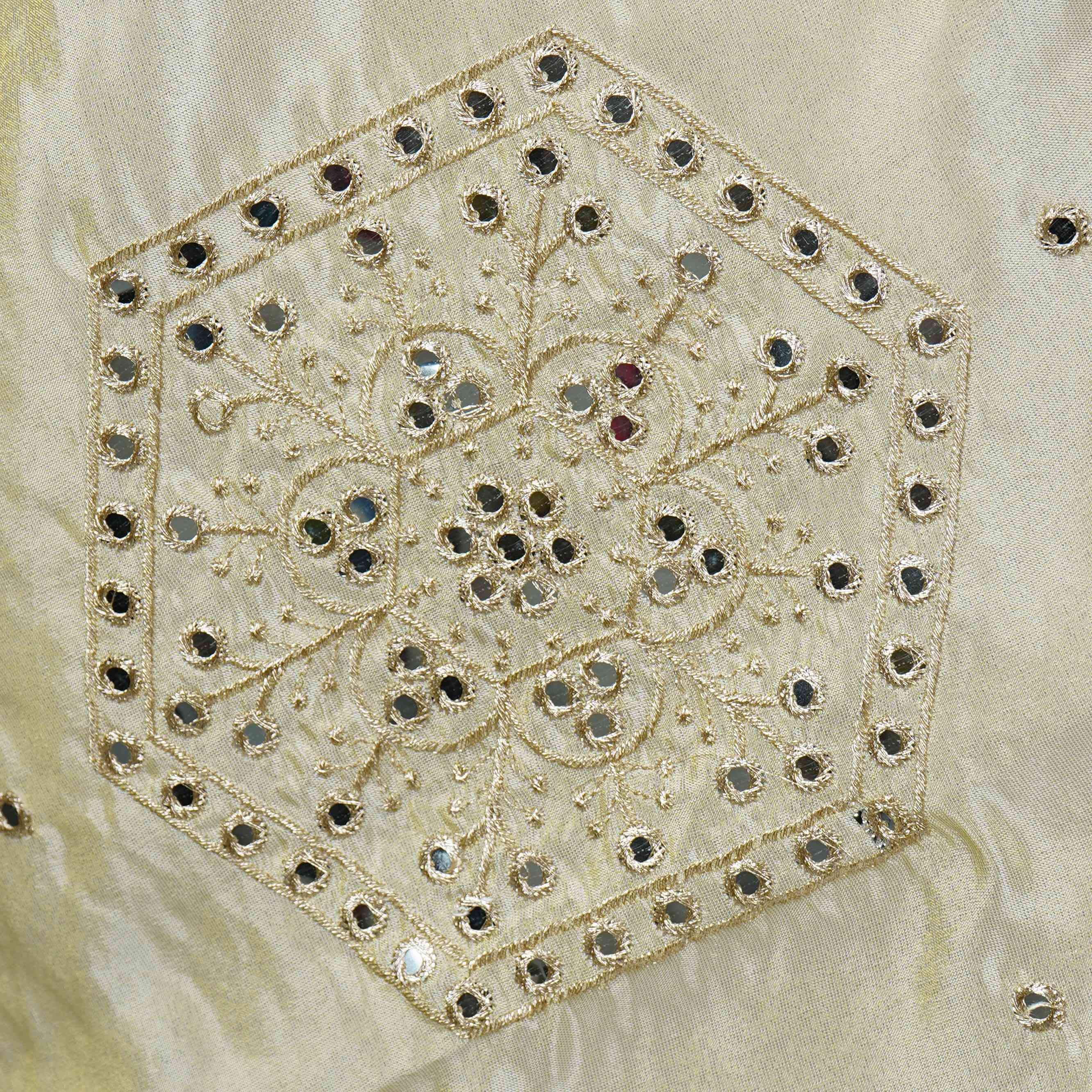 Golden mirror thread embroidery Tissue Dupatta SU-31043 - TradeUNO