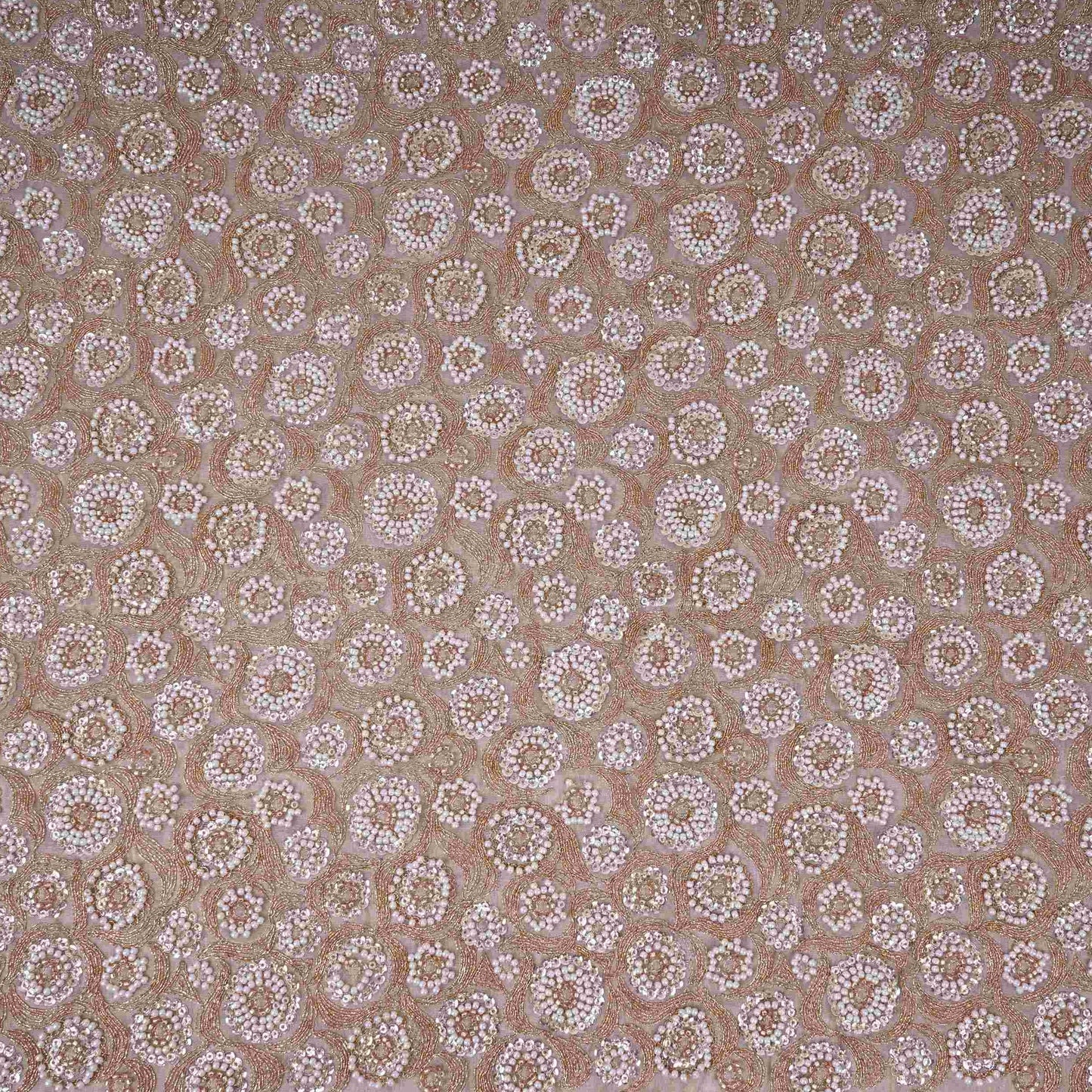 Golden Cutdana Sequins embroidery Kanjivaram Silk Fabric TFS-31782