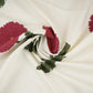 Off White & Red Floral Print Modal Satin Fabric CH-29797