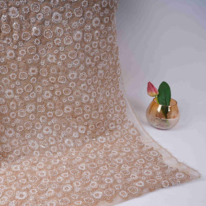 Golden Cutdana Sequins embroidery Kanjivaram Silk Fabric TFS-31782 - TradeUNO