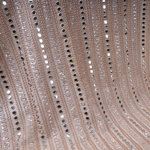 Golden Mirror thread cutdana embroidery Kanjivaram Silk Fabric TFS-31840
