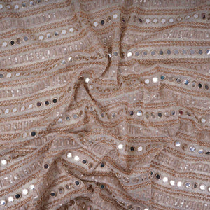 Golden Mirror thread cutdana embroidery Kanjivaram Silk Fabric TFS-31840 - TradeUNO