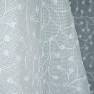 White Dyeable floral embroidery Kota Check Linen Dupatta SST-31019 - TradeUNO