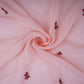 Peach Pink floral Border embroidery Georgette Fabric VFS-31863