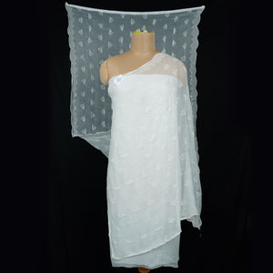 White Dyeable thread embroidery Chiffon Dupatta SST-31017 - TradeUNO