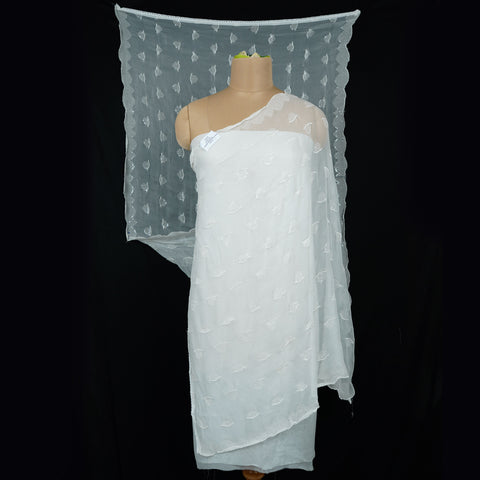 White Dyeable thread embroidery Chiffon Dupatta SST-31017