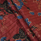 Wine with Blue Floral Pintuck Cotton Fabric CH-29805