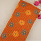 Orange with Yellow Floral Pintuck Cotton Fabric CH-29801