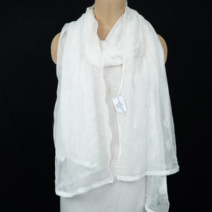 White Dyeable thread embroidery Chiffon Dupatta SST-31017 - TradeUNO
