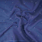 Denim Blue Beads Work Linen Fabric SU-31875