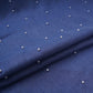 Denim Blue Beads Work Linen Fabric SU-31875