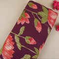 Purple with Green Floral Pintuck Cotton Fabric CH-29802