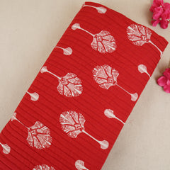Red with White Floral Pintuck Cotton Fabric CH-29803